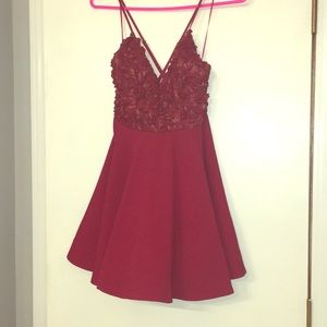 Wine red cocktail dress